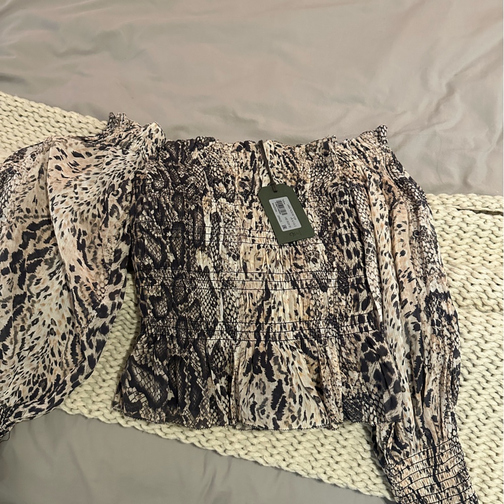 All Saints Animal Print Women's Top - Black and Cream